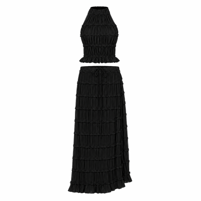 Two-Piece Chiffon Pleated Dress
