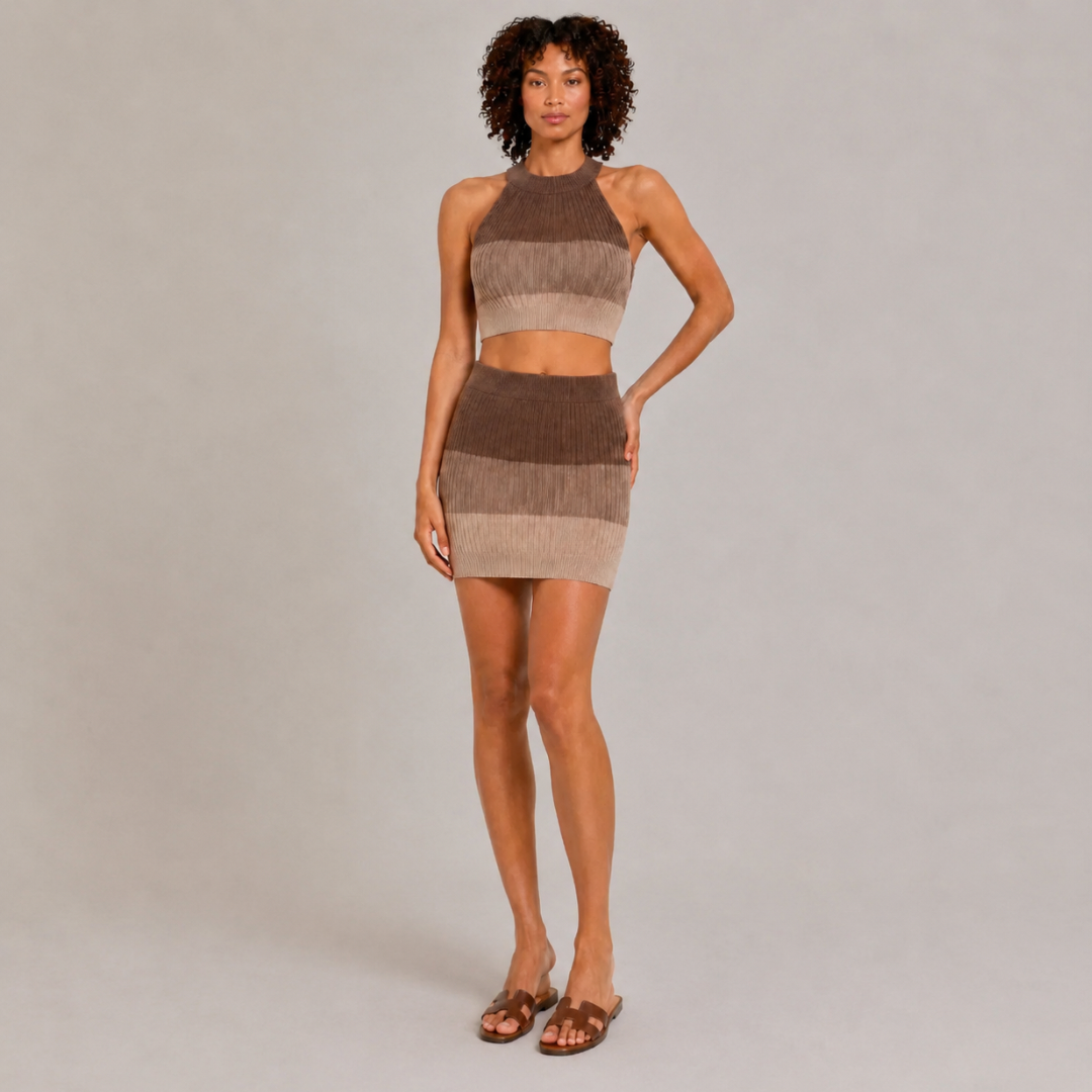 Gradient Knitted Two-Piece Set