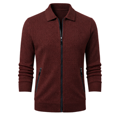 Knit Zip Up Cardigan Bordeaux The Olace