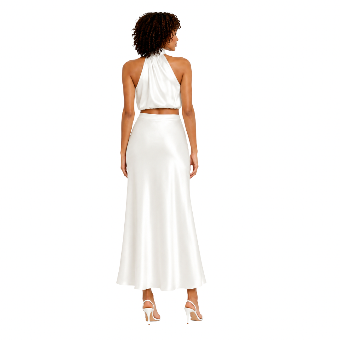 Halter Neck Satin Co-Ord Set