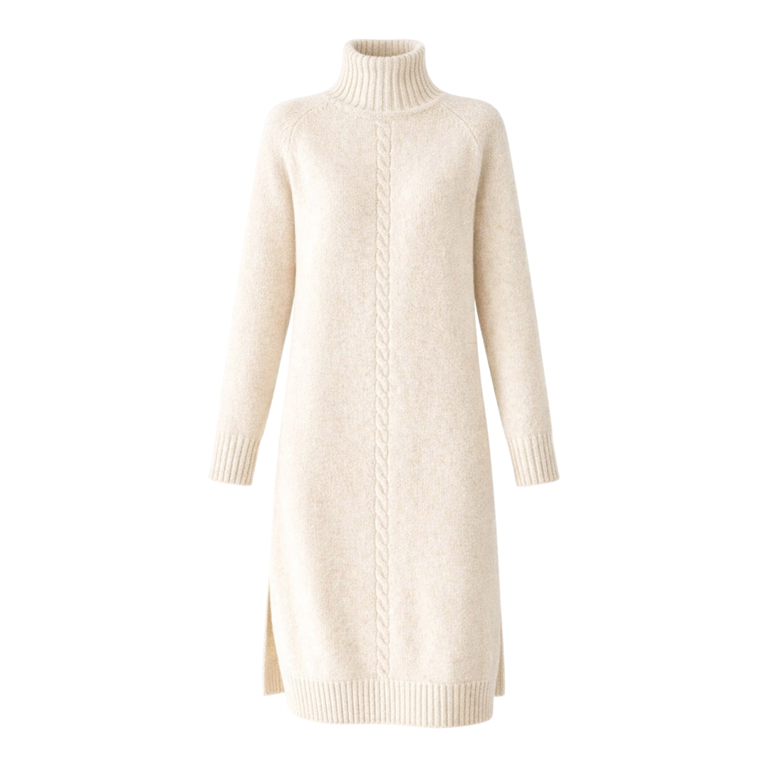 Cable Knit Turtleneck Dress