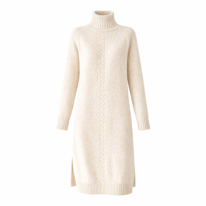 Cable Knit Turtleneck Dress