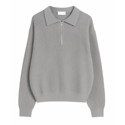 Knitted Zip Polo Sweater
