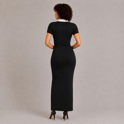 Buttoned Knit Long Dress