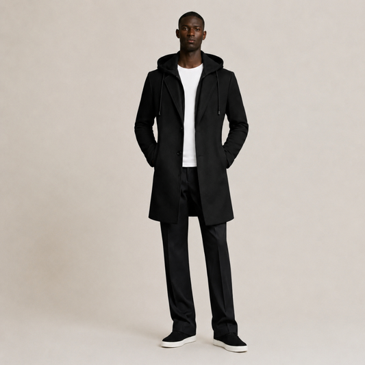 Wool Coat with Detachable Hood