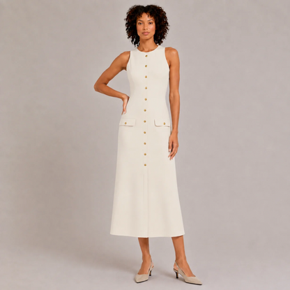 Button-Down Sleeveless Midi Dress