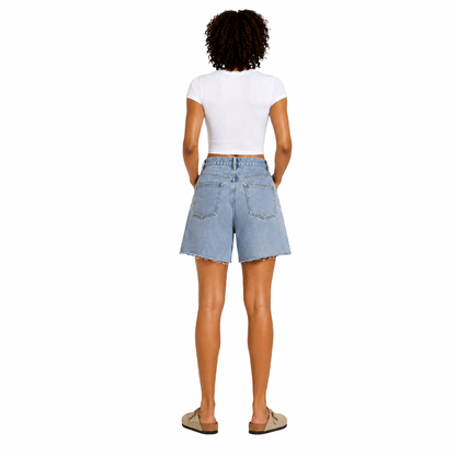 Wide Leg Denim Shorts