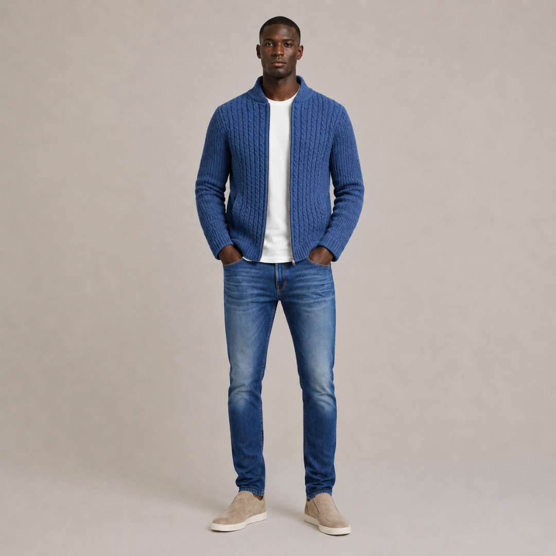Cable Knit Zip Cardigan