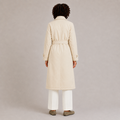 Padded Longline Coat With Belt