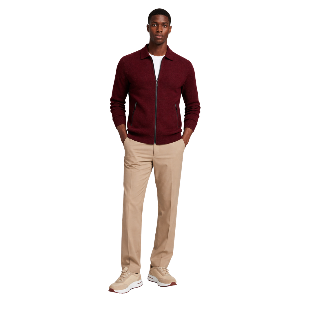 Knit Zip Up Cardigan Bordeaux The Olace