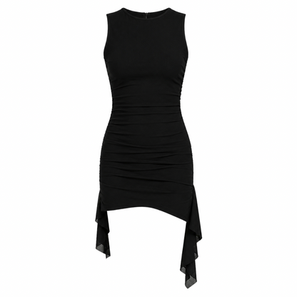 Ruched Asymmetric Hem Dress