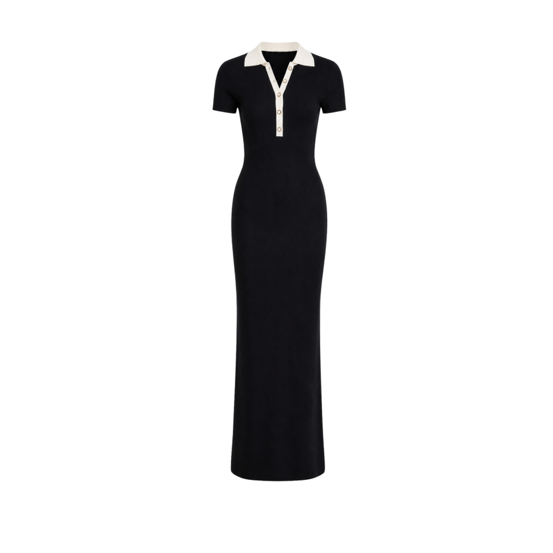 Buttoned Knit Long Dress