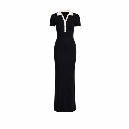 Buttoned Knit Long Dress