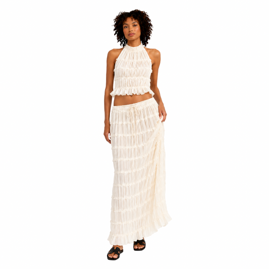 Pleated Halter Top & Maxi Skirt Set
