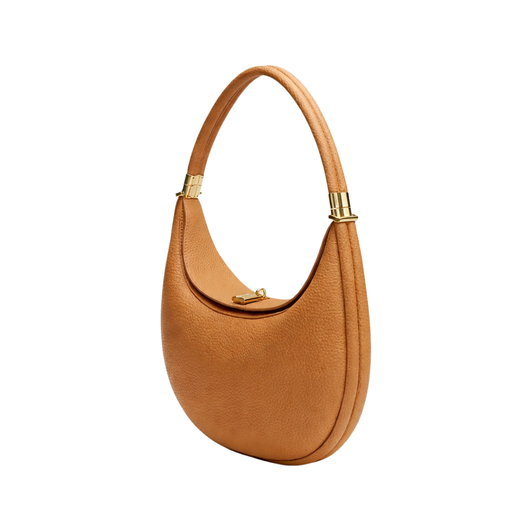 Structured Leather Crescent Shoulder Bag