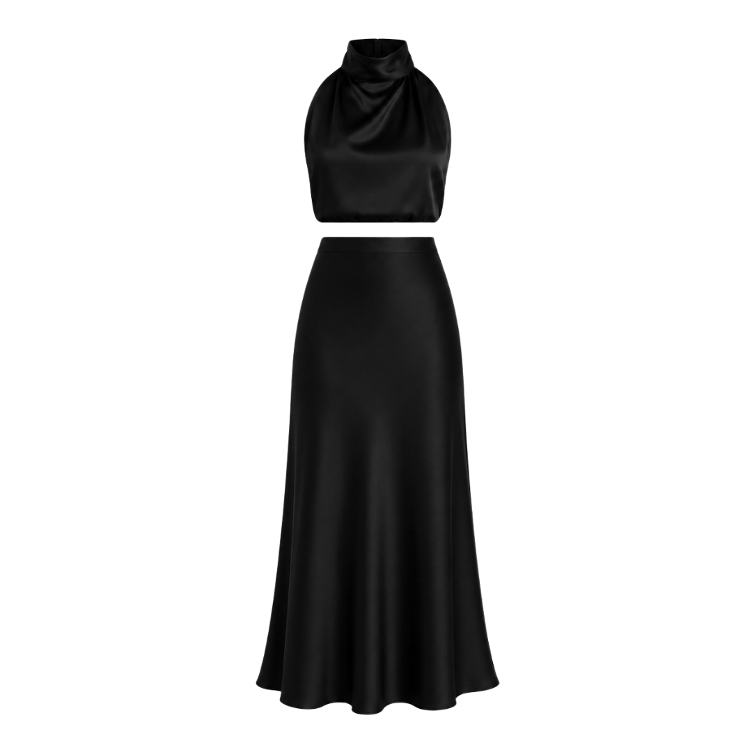 Halter Neck Satin Co-Ord Set
