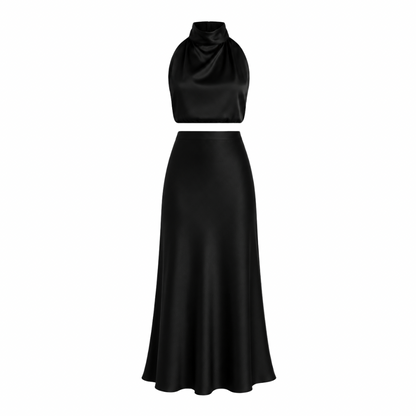 Halter Neck Satin Co-Ord Set