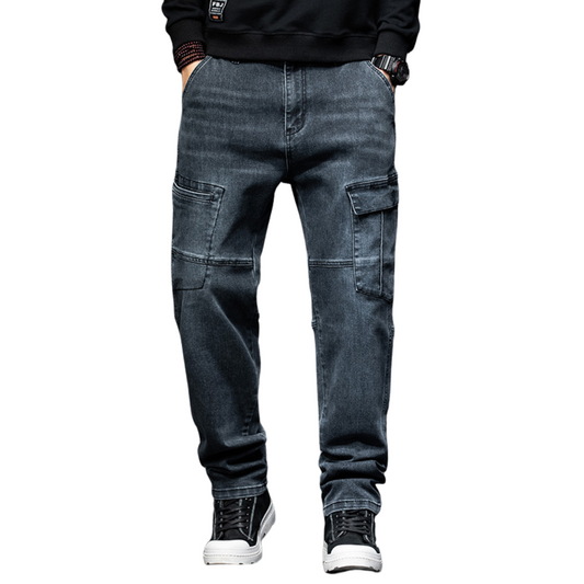 Multi Pocket Loose Straight Leg Jeans