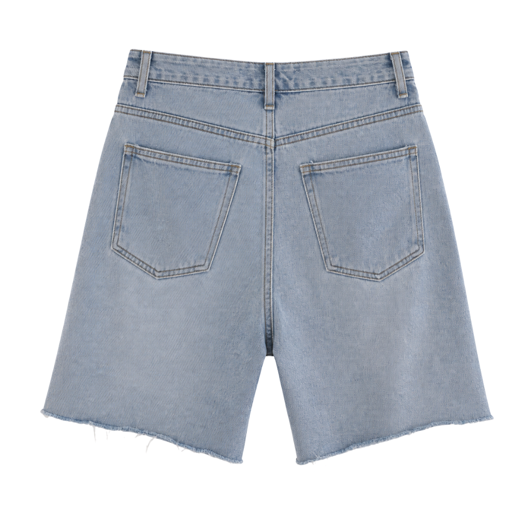 Wide Leg Denim Shorts