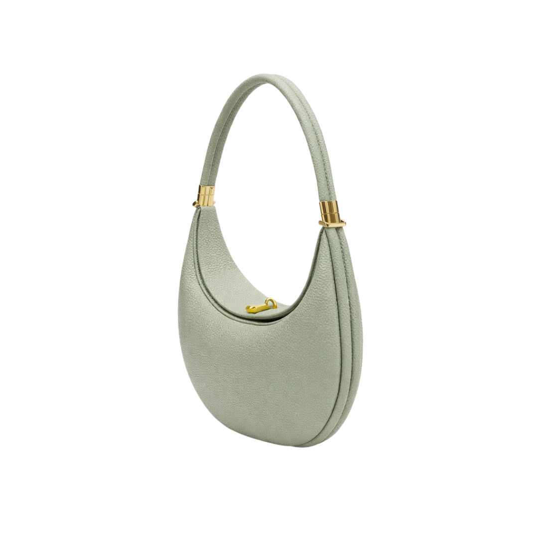 Structured Leather Crescent Shoulder Bag