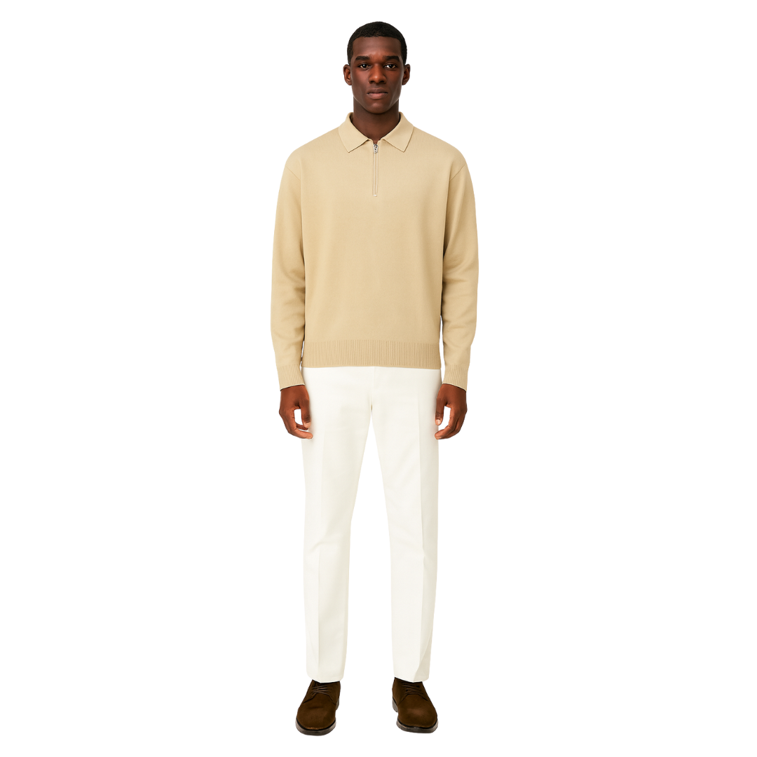 Knitted Zip Polo Sweater