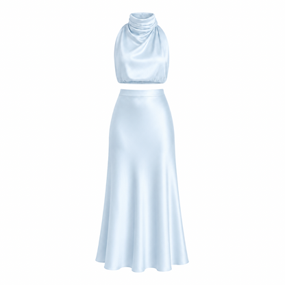 Halter Neck Satin Co-Ord Set