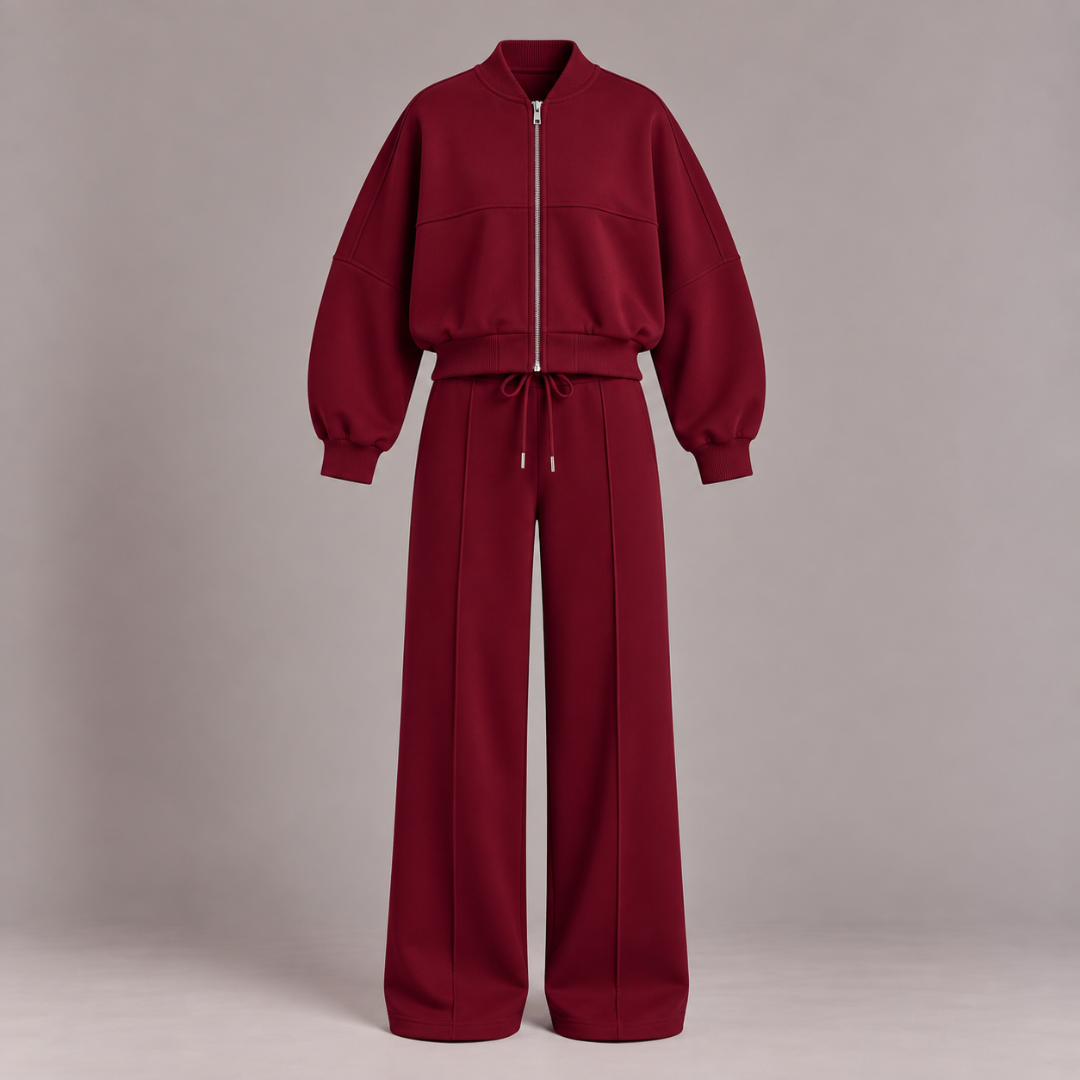 Bomber Jacket & Wide-Leg Trousers Set