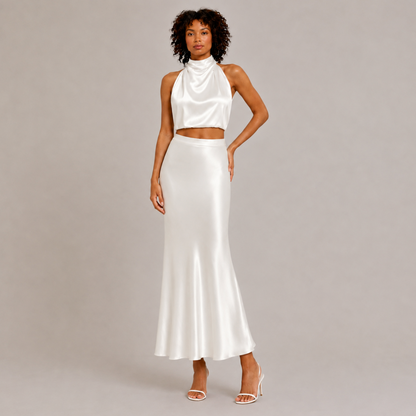 Halter Neck Satin Co-Ord Set