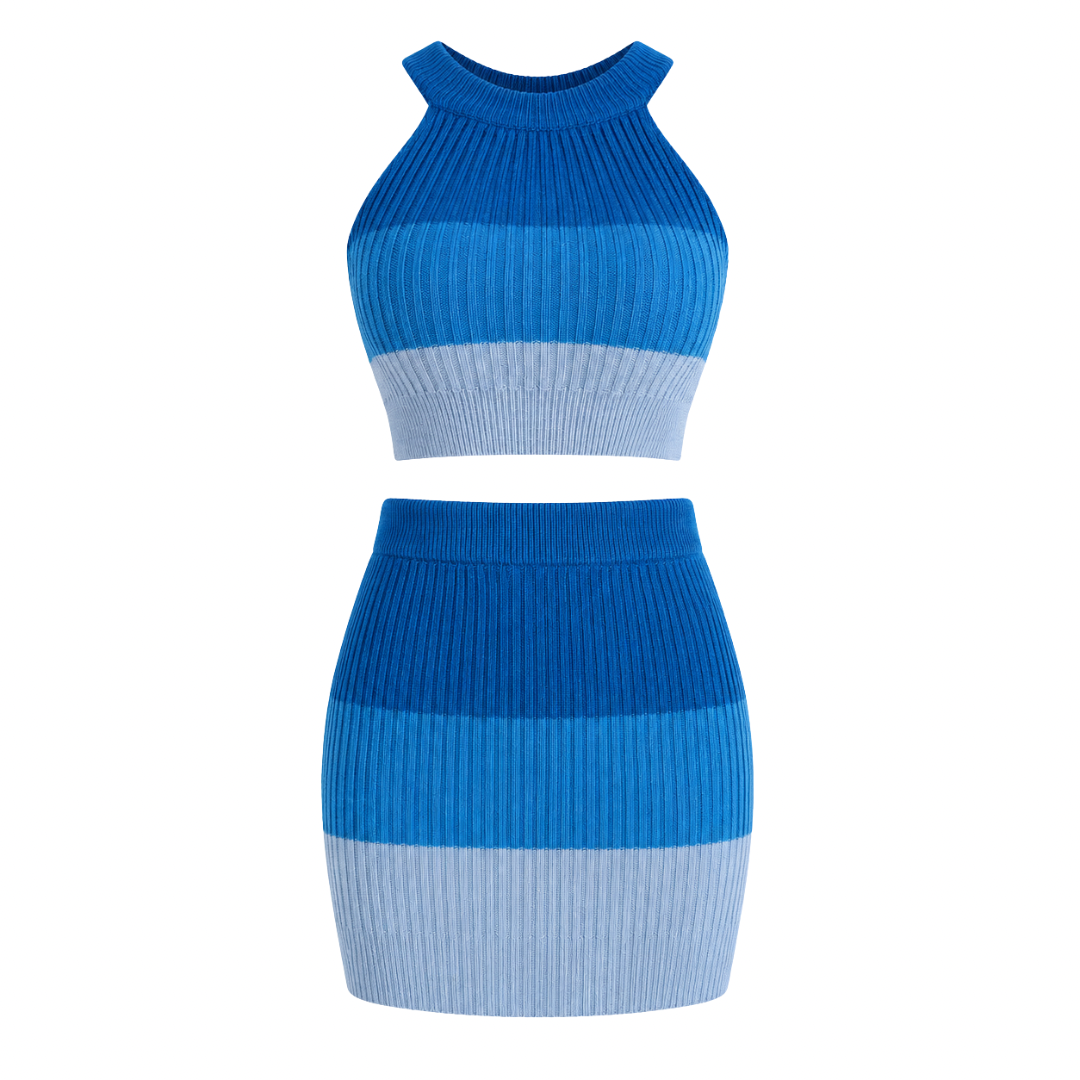 Gradient Knitted Two-Piece Set