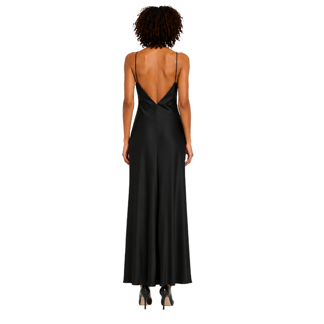 Satin Open Back Maxi Dress
