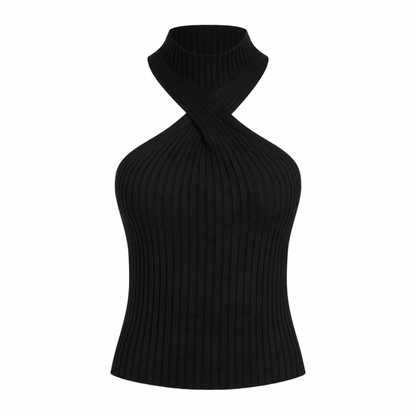 Twist-Front Knit Halter Top