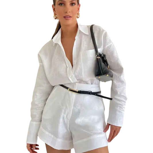 Tailored Long-Sleeve Shirt & Short Set