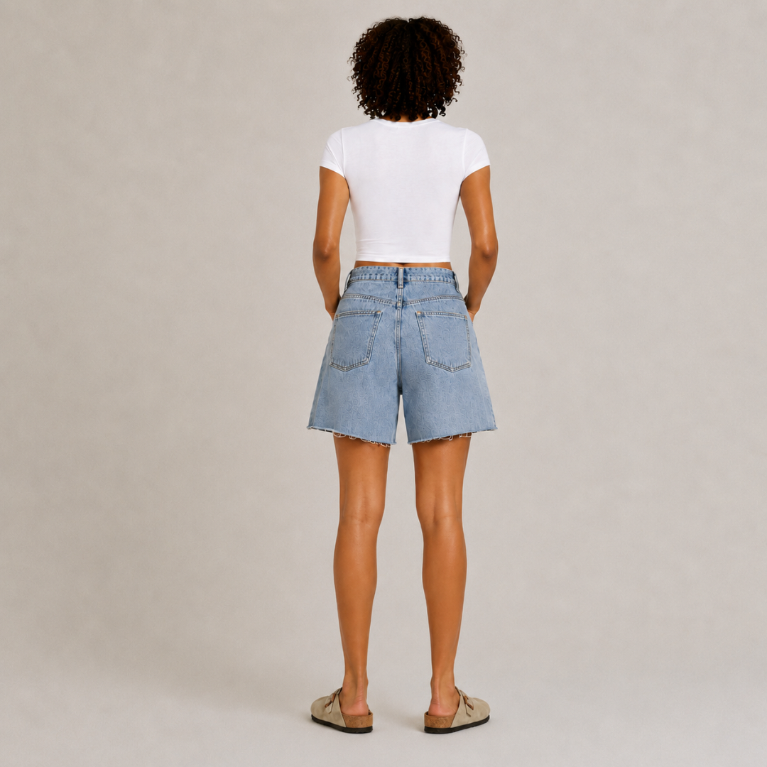 Wide Leg Denim Shorts