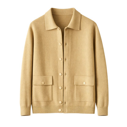 Wool Knit Polo Cardigan