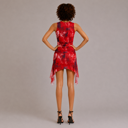 Ruched Asymmetric Hem Dress