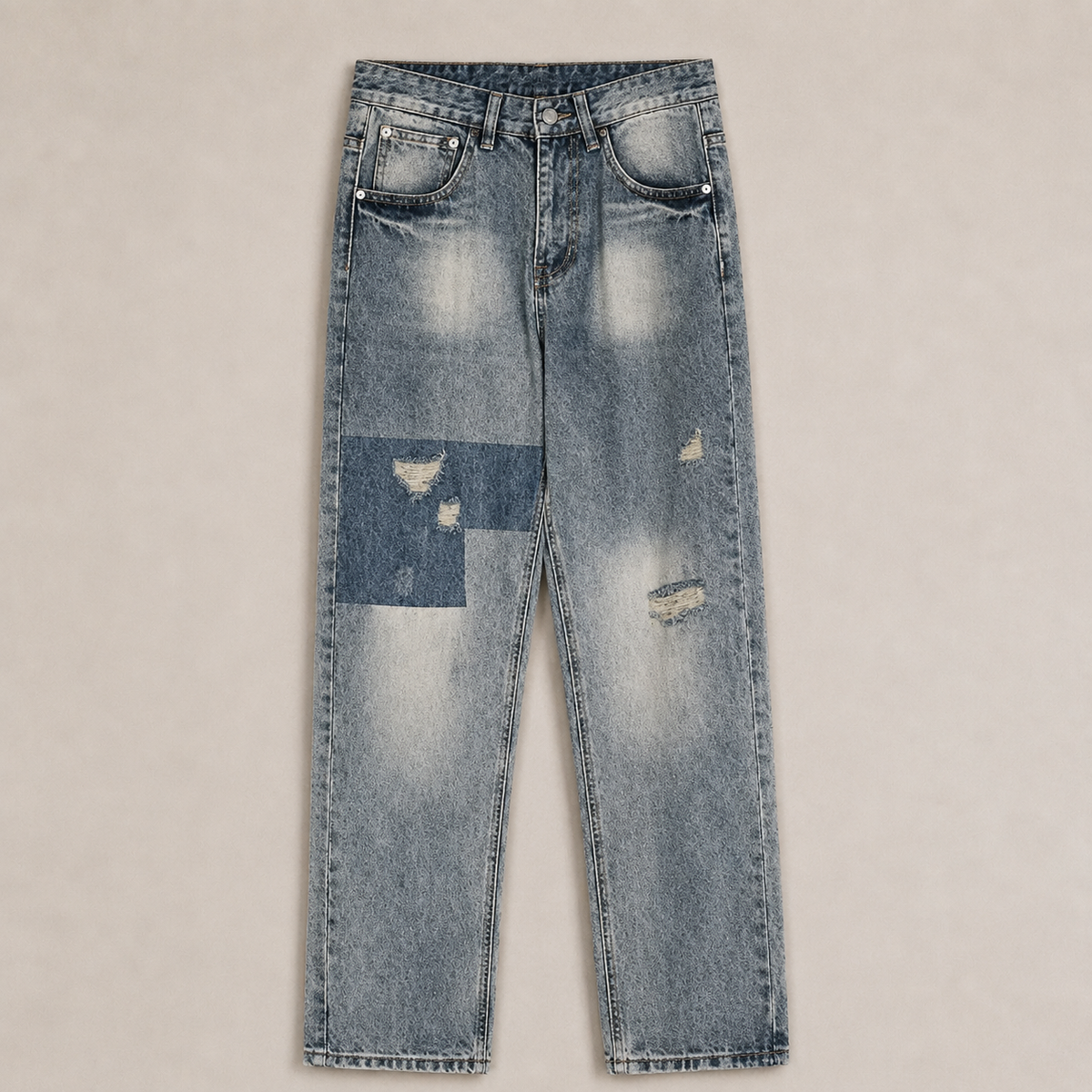 Patchwork Relaxed Denim Jeans