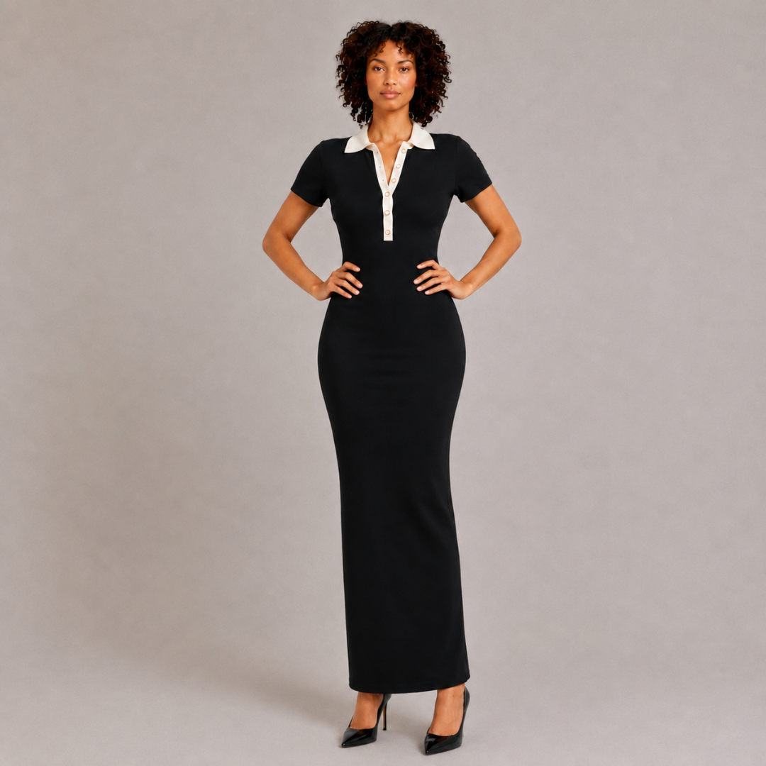 Buttoned Knit Long Dress