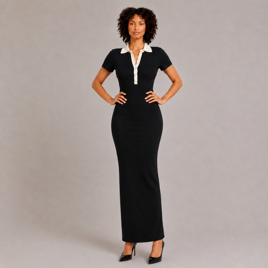 Buttoned Knit Long Dress