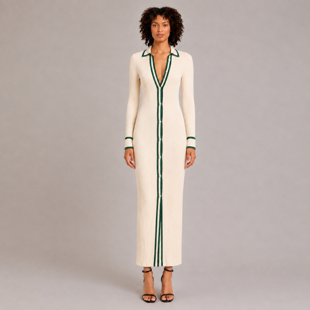 Button-Down Knit Midi Dress