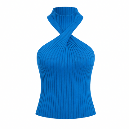 Twist-Front Knit Halter Top