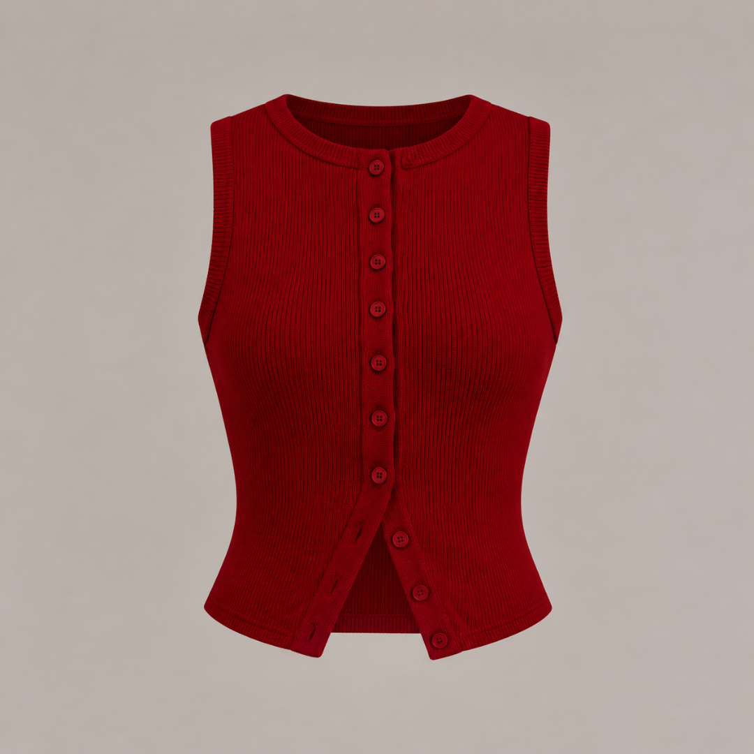 Buttoned Ribbed Vest
