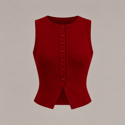 Buttoned Ribbed Vest