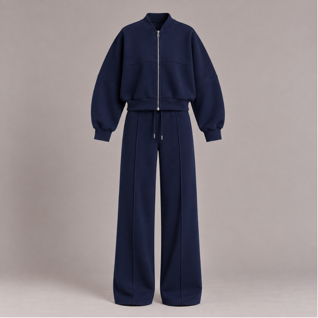 Bomber Jacket & Wide-Leg Trousers Set