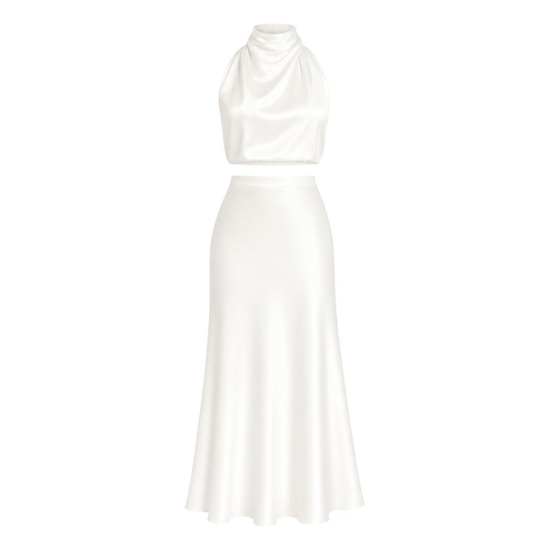 Halter Neck Satin Co-Ord Set