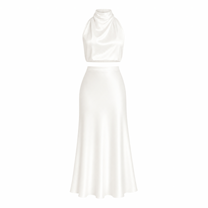 Halter Neck Satin Co-Ord Set
