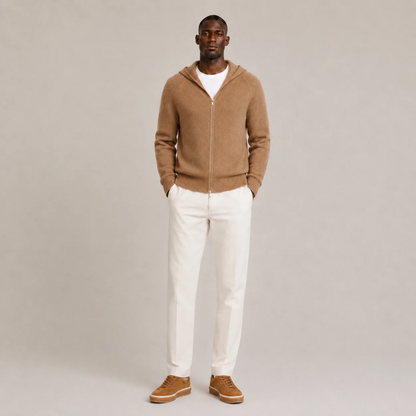 Wool-Cashmere Hooded Zip Sweater