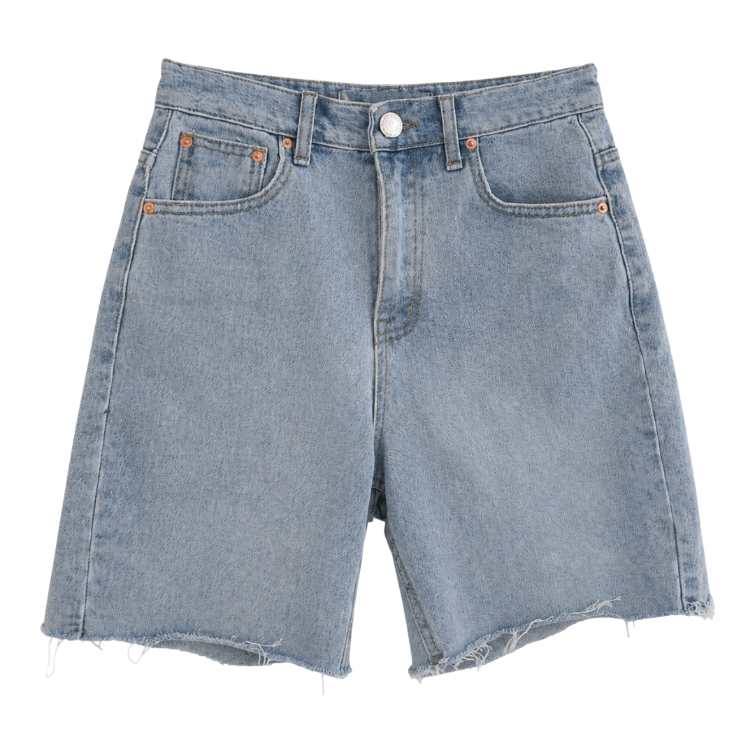 Wide Leg Denim Shorts
