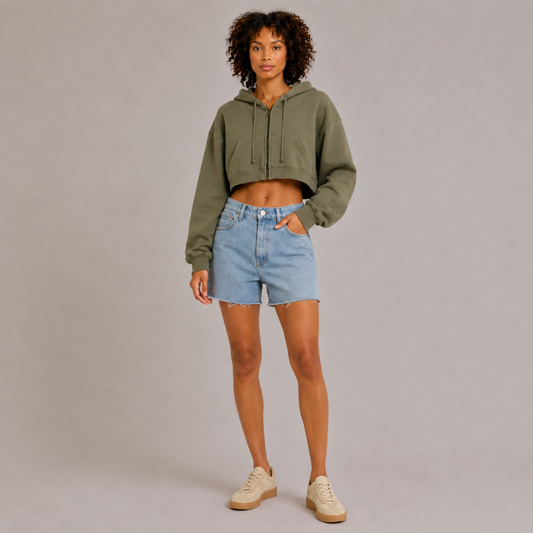 Washed Plush Zipper Hooded Sweater