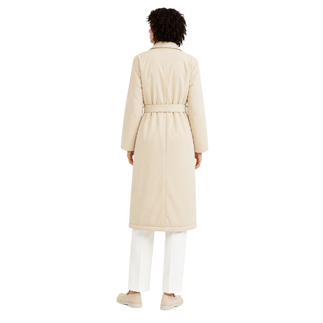 Padded Longline Coat With Belt
