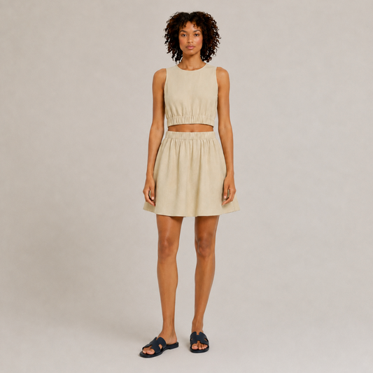 Two-Piece Linen Set Top & Skirt